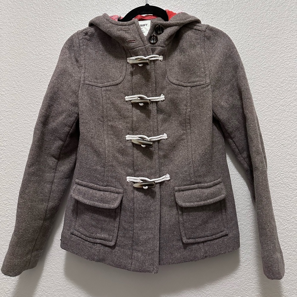 Old Navy Women's Brown Wool Blend Hooded Toggle Zip Coat
